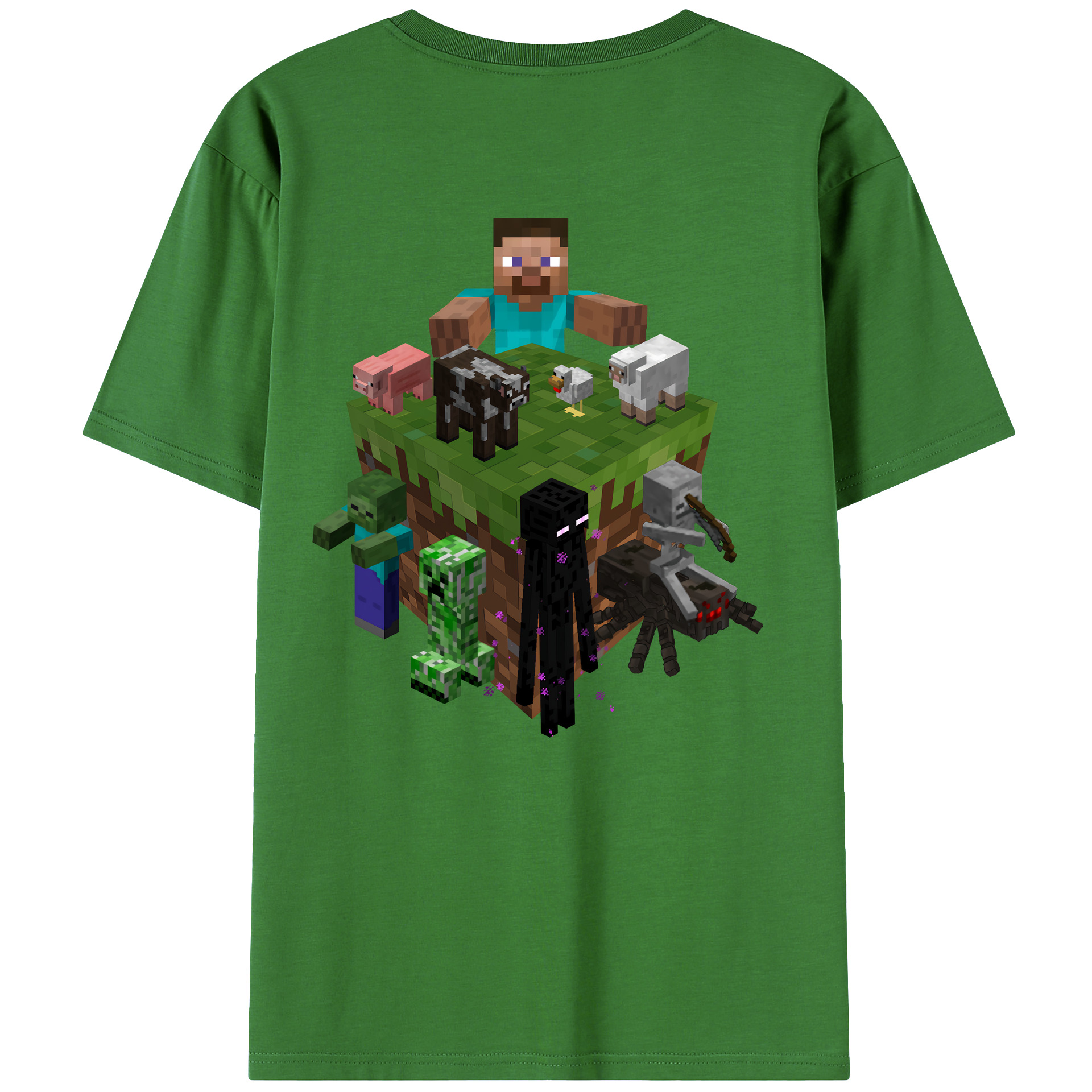 （画像用） マインクラフト ブロックの世界 Minecraft MC Block world レディース半袖Tシャツ(バックプリント)